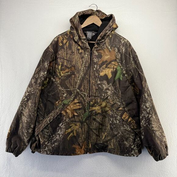 Vintage Winchester Jacket Men's XL Green Mossy Oak Zip Hoodie Fleece Lined y2k - Picture 1 of 11